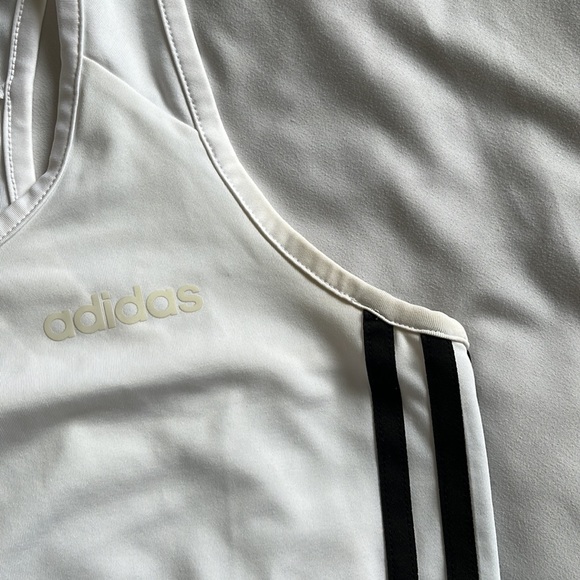 White adidas racer back running tank with black stripes - Picture 5 of 5